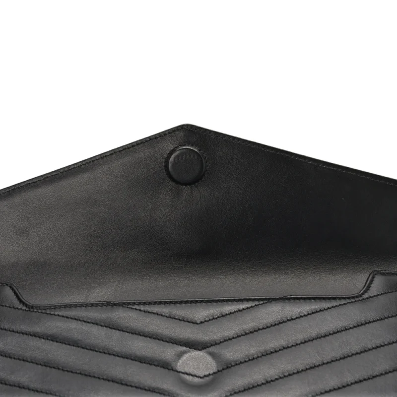 SAINT LAURENT MEDIUM UPTOWN CLUTCH BLACK CHEVRON MONOGRAM CALFSKIN MATELASSE LEATHER GOLD HARDWARE - Image 7