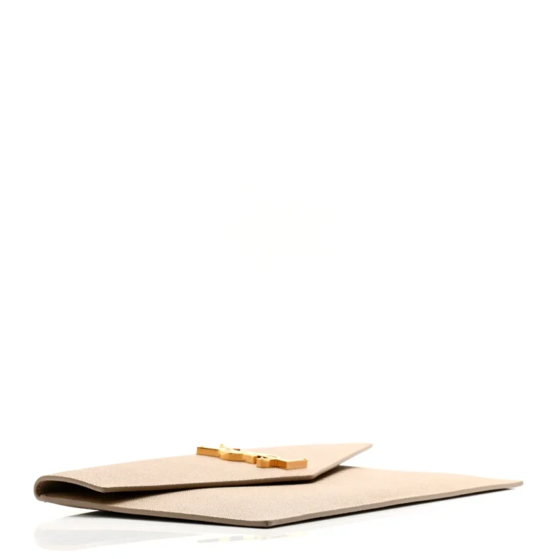 SAINT LAURENT MEDIUM UPTOWN POUCH DARK BEIGE GRAIN DE POUDRE LEATHER GOLD HARDWARE - Image 4