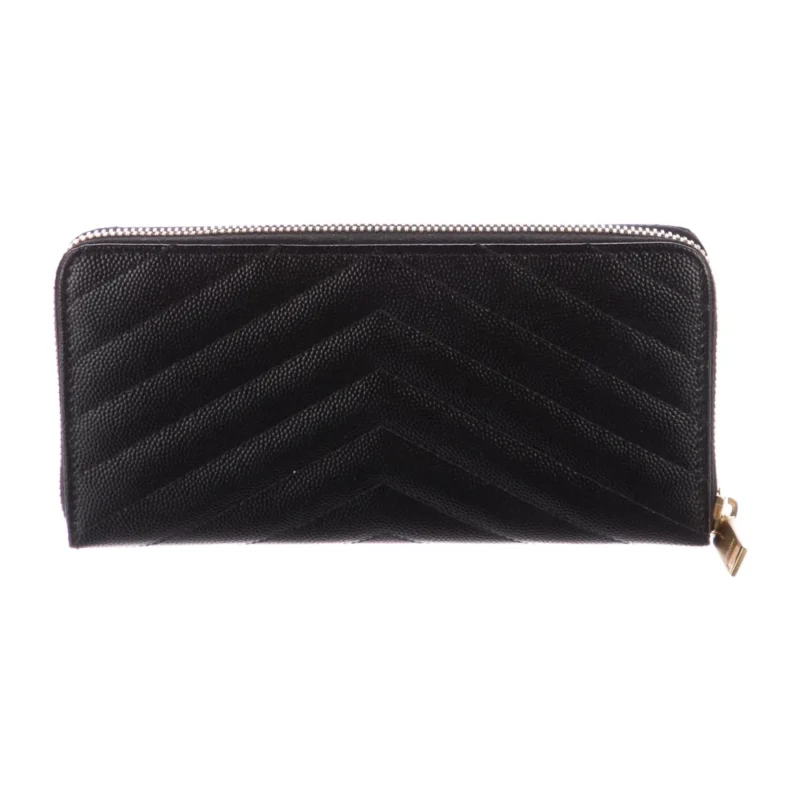 SAINT LAURENT LARGE CONTINENTAL WALLET BLACK SAFFIANO PRINTED LEATHER GOLD HARDWARE - Image 2