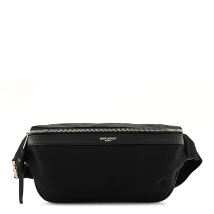 SAINT LAURENT SMALL BELT BAG BLACK CLASSIC CANVAS