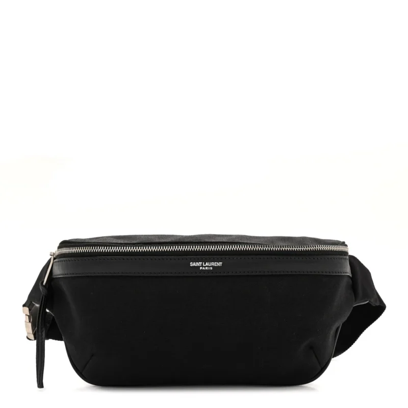 SAINT LAURENT SMALL BELT BAG BLACK CLASSIC CANVAS