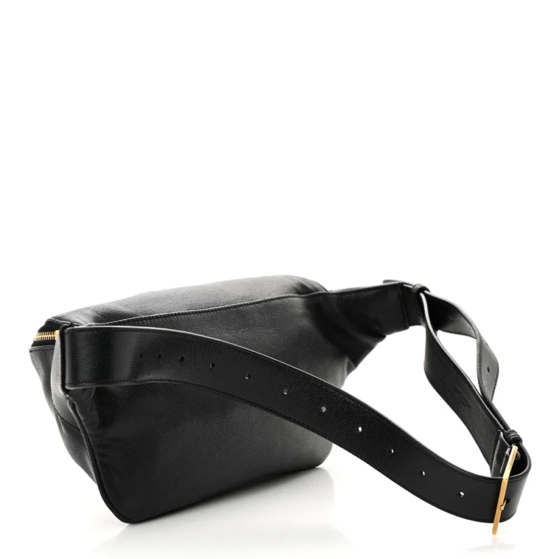 SAINT LAURENT SMALL BELT BAG BLACK MONOGRAM GRAIN DE POUDRE LEATHER GOLD HARDWARE - Image 3