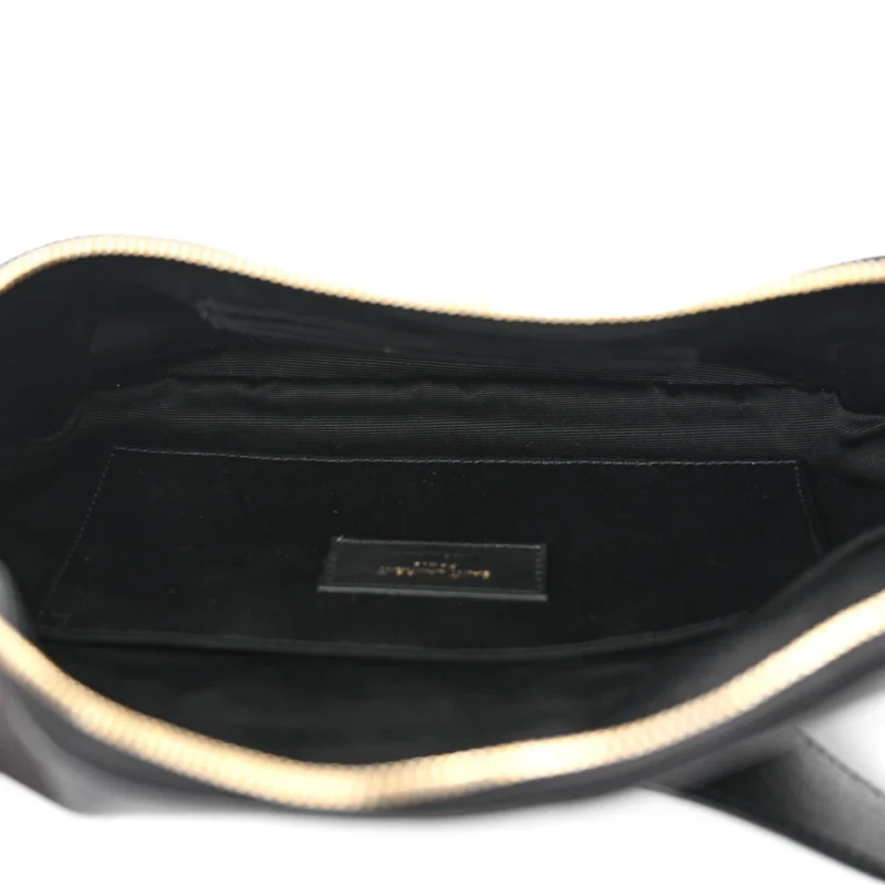 SAINT LAURENT SMALL BELT BAG BLACK MONOGRAM GRAIN DE POUDRE LEATHER GOLD HARDWARE - Image 6