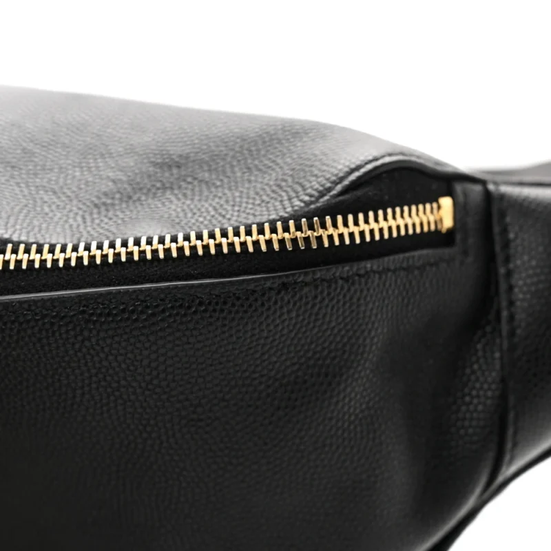 SAINT LAURENT SMALL BELT BAG BLACK MONOGRAM GRAIN DE POUDRE LEATHER GOLD HARDWARE - Image 8
