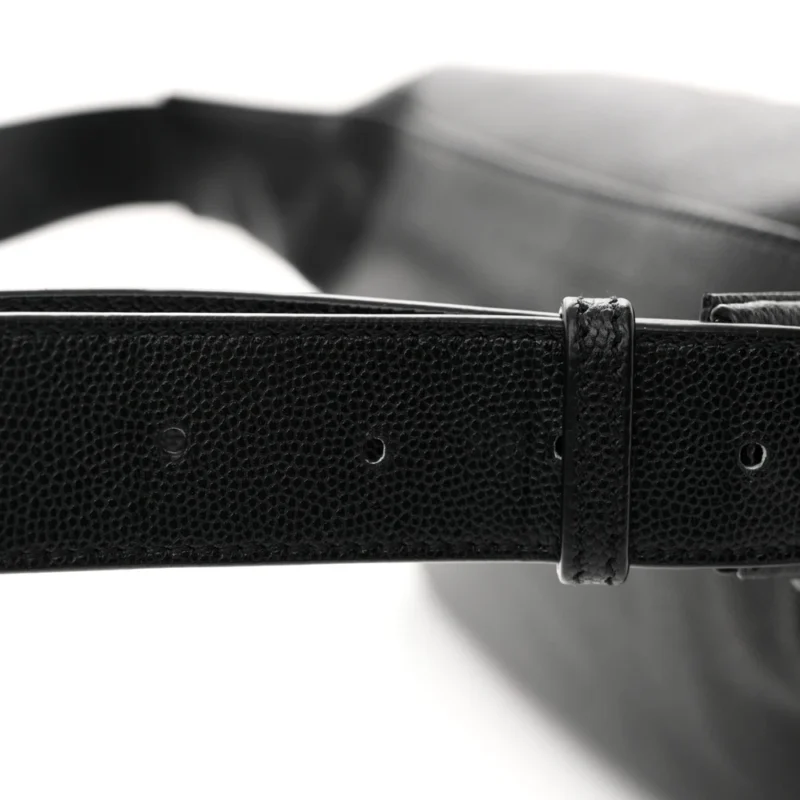 SAINT LAURENT SMALL BELT BAG BLACK MONOGRAM GRAIN DE POUDRE LEATHER GOLD HARDWARE - Image 9