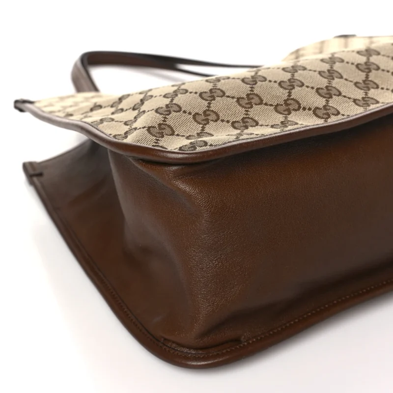 GUCCI HORSEBIT 1955 TOTE BAG BEIGE / BROWN SUGAR MONOGRAM CANVAS LIGHT BRASS HARDWARE - Image 4