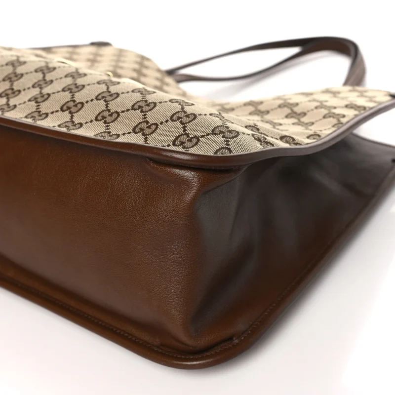 GUCCI HORSEBIT 1955 TOTE BAG BEIGE / BROWN SUGAR MONOGRAM CANVAS LIGHT BRASS HARDWARE - Image 5