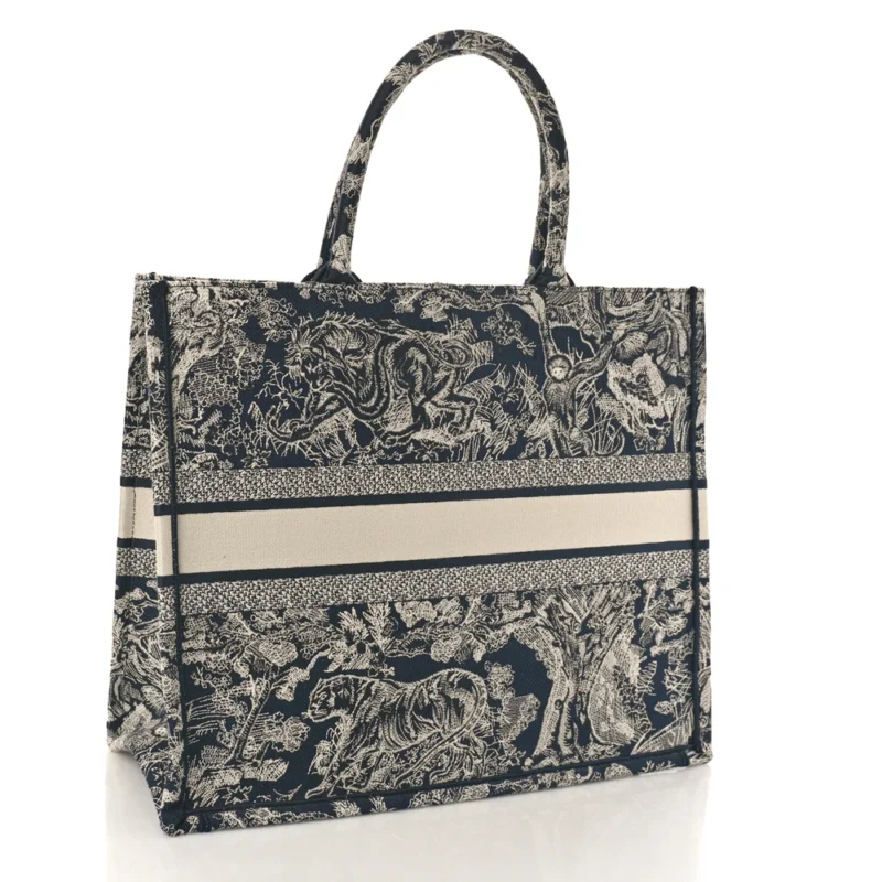 DIOR LARGE TOILE DE JOUY DIORIVIERA BOOK TOTE BLUE REVERSE EMBROIDERED CANVAS - Image 3
