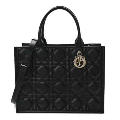 DIOR MEDIUM BOOK TOTE BLACK MACROCANNAGE CALFSKIN LEATHER GOLD HARDWARE