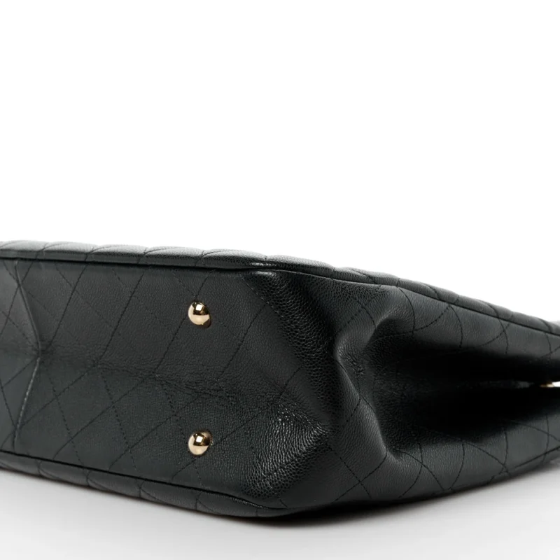 CHANEL SHOPPING TOTE LARGE BLACK QUILTED CAVIAR LEATHER LIGHT GOLD HARDWARE - Image 5