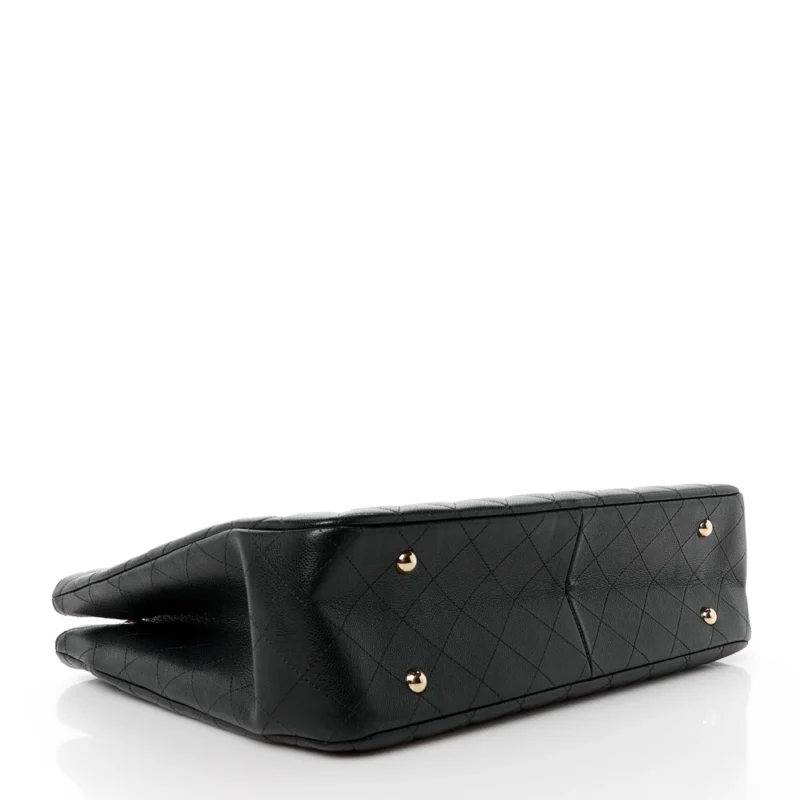 CHANEL SHOPPING TOTE LARGE BLACK QUILTED CAVIAR LEATHER LIGHT GOLD HARDWARE - Image 6