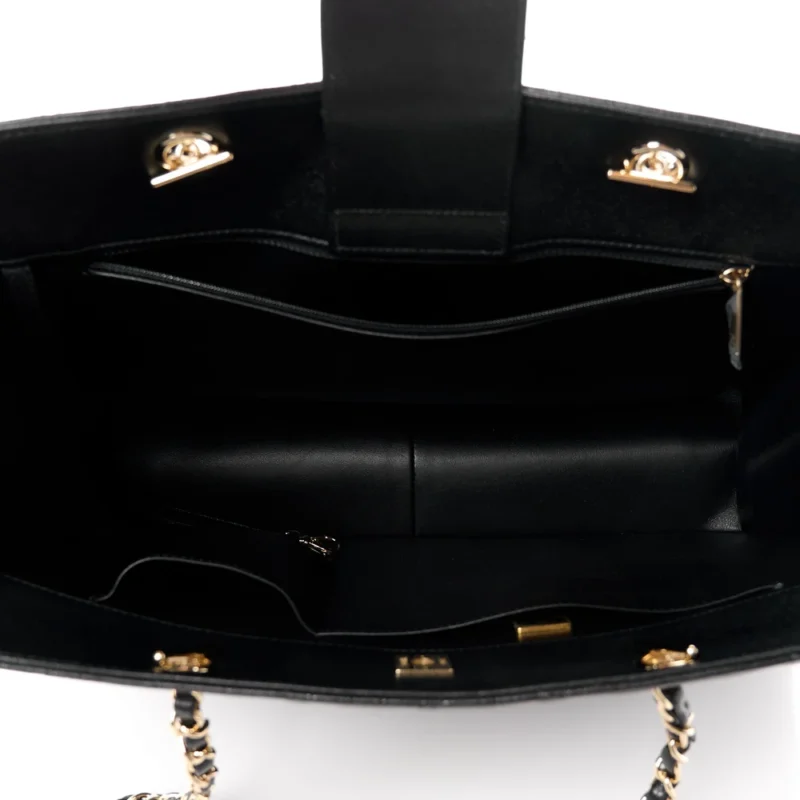CHANEL SHOPPING TOTE LARGE BLACK QUILTED CAVIAR LEATHER LIGHT GOLD HARDWARE - Image 7