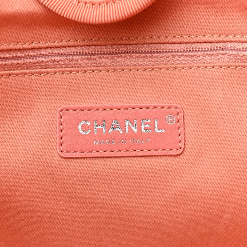 CHANEL DEAUVILLE TOTE SMALL LIGHT ORANGE MIXED FIBERS SILVER HARDWARE - Image 2
