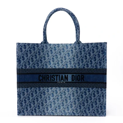 DIOR LARGE BOOK TOTE BLUE OBLIQUE DENIM