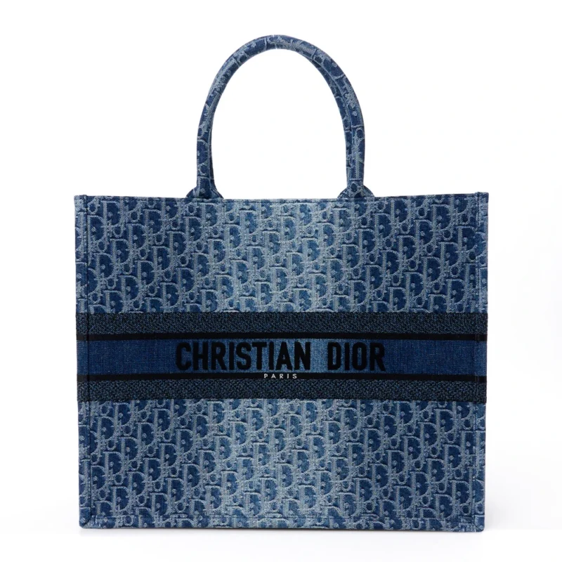 DIOR LARGE BOOK TOTE BLUE OBLIQUE DENIM
