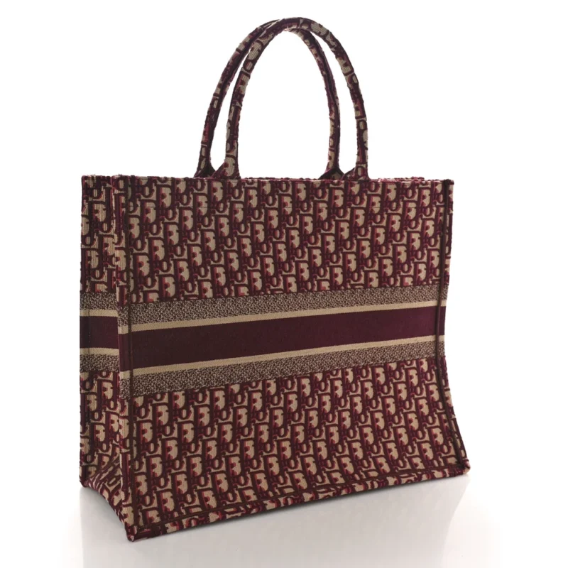 DIOR LARGE BOOK TOTE BURGUNDY MULTICOLOR OBLIQUE CANVAS - Image 3