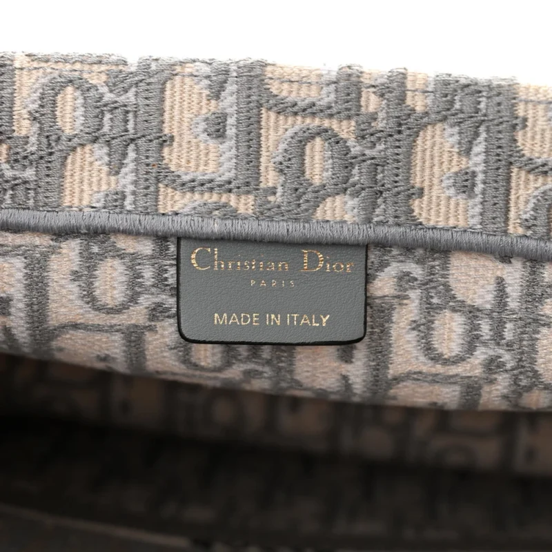 DIOR MEDIUM BOOK TOTE GREY OBLIQUE EMBROIDERED CANVAS - Image 2
