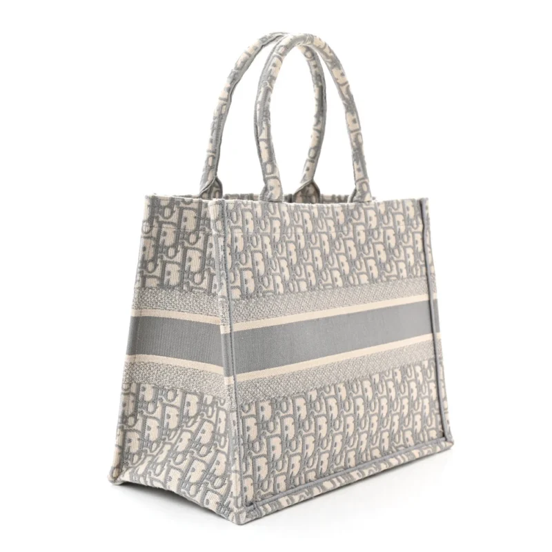 DIOR MEDIUM BOOK TOTE GREY OBLIQUE EMBROIDERED CANVAS - Image 3