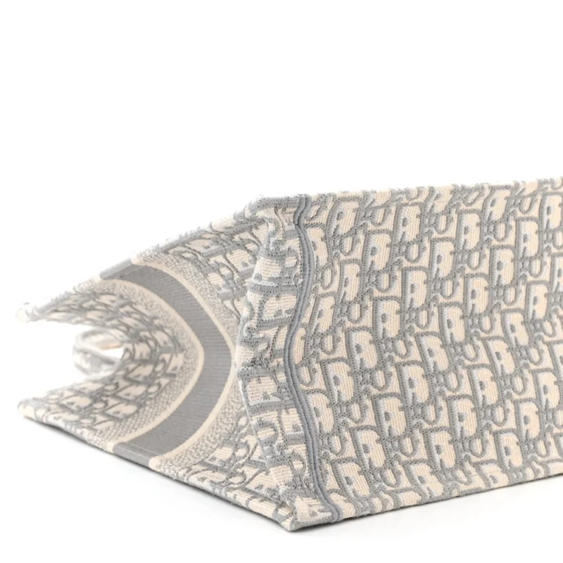 DIOR MEDIUM BOOK TOTE GREY OBLIQUE EMBROIDERED CANVAS - Image 4