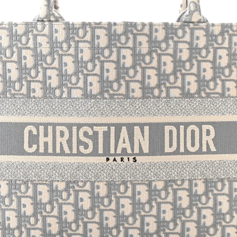 DIOR MEDIUM BOOK TOTE GREY OBLIQUE EMBROIDERED CANVAS - Image 7