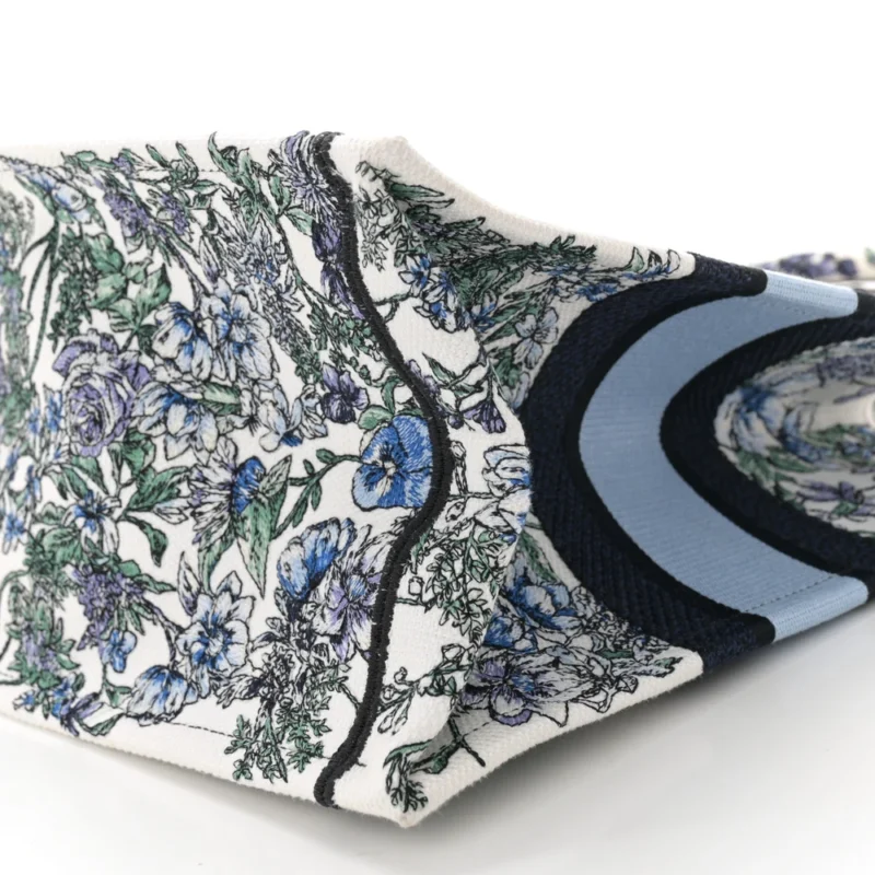 DIOR MEDIUM FLOWERS BOOK TOTE BLUE MULTICOLOR EMBROIDERED CANVAS - Image 4