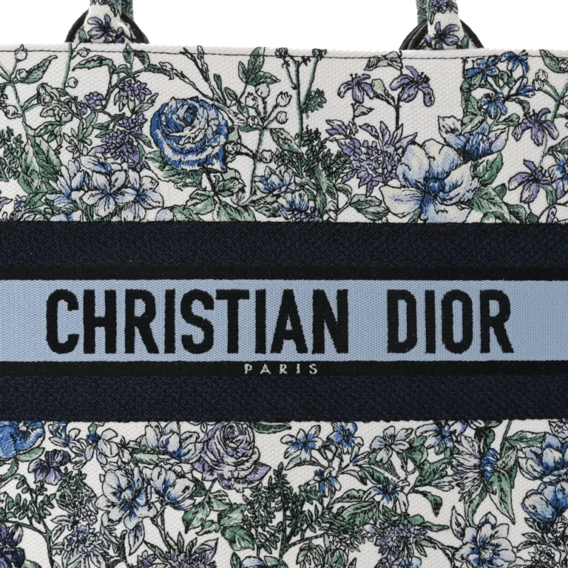 DIOR MEDIUM FLOWERS BOOK TOTE BLUE MULTICOLOR EMBROIDERED CANVAS - Image 7