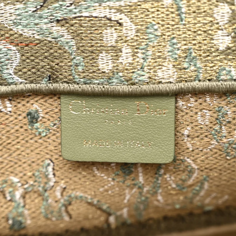 DIOR MEDIUM BROCART BOOK TOTE METALLIC GREEN EMBROIDERED CANVAS - Image 2