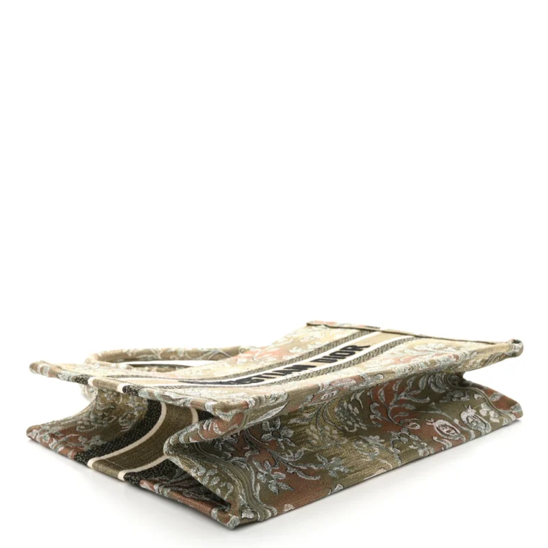 DIOR MEDIUM BROCART BOOK TOTE METALLIC GREEN EMBROIDERED CANVAS - Image 6