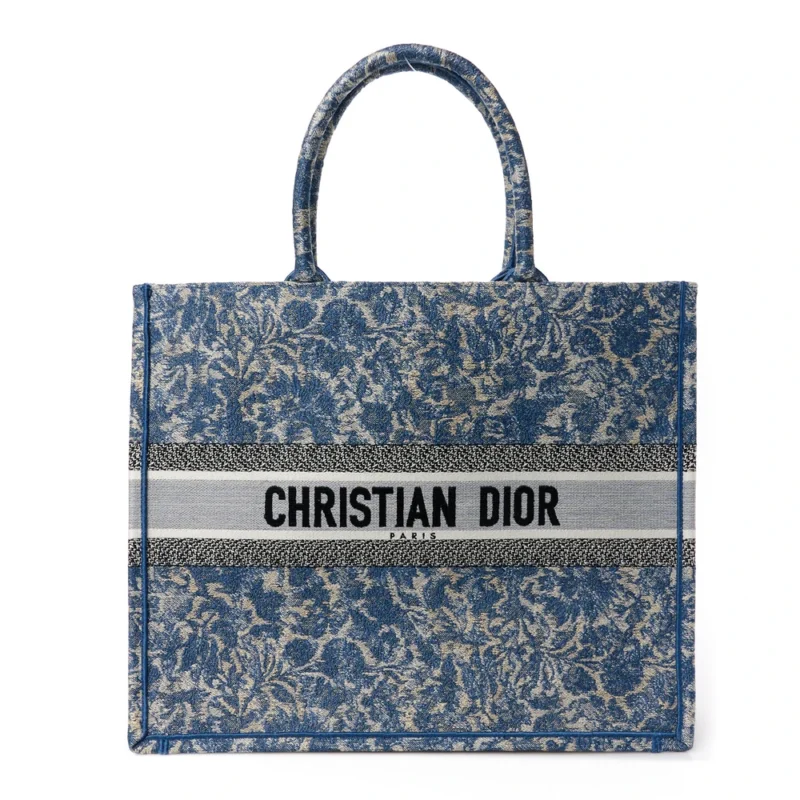 DIOR LARGE BROCART BOOK TOTE BLUE EMBROIDERED CANVAS