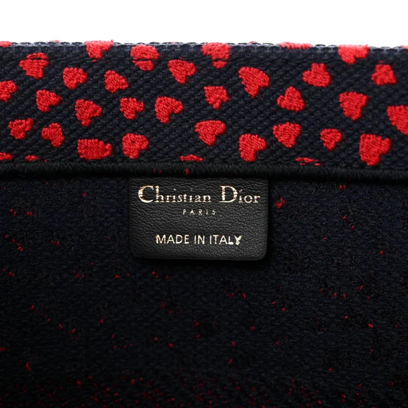 DIOR MEDIUM BOOK TOTE RED MULTICOLOR POP HEART I LOVE PARIS EMBROIDERED CANVAS - Image 2