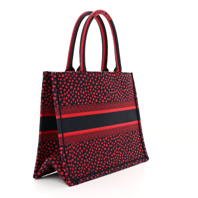 DIOR MEDIUM BOOK TOTE RED MULTICOLOR POP HEART I LOVE PARIS EMBROIDERED CANVAS - Image 3