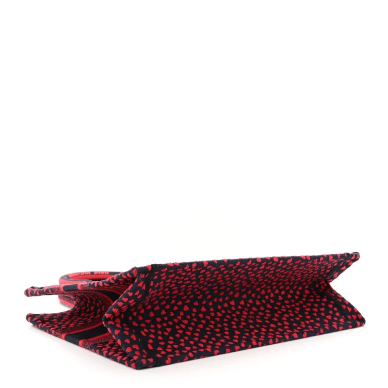 DIOR MEDIUM BOOK TOTE RED MULTICOLOR POP HEART I LOVE PARIS EMBROIDERED CANVAS - Image 6