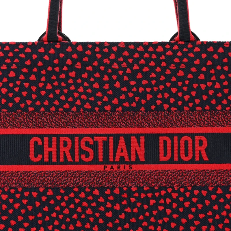 DIOR MEDIUM BOOK TOTE RED MULTICOLOR POP HEART I LOVE PARIS EMBROIDERED CANVAS - Image 8