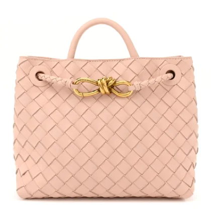 BOTTEGA VENETA SMALL INTRECCIATO ANDIAMO SHOULDER BAG NUDE NAPPA LEATHER