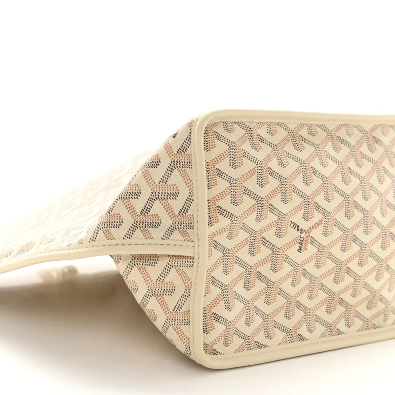 GOYARD EMBROIDERED SEAHORSE REVERSIBLE ANJOU TOTE PM SAND GOYARDINE CANVAS - Image 4