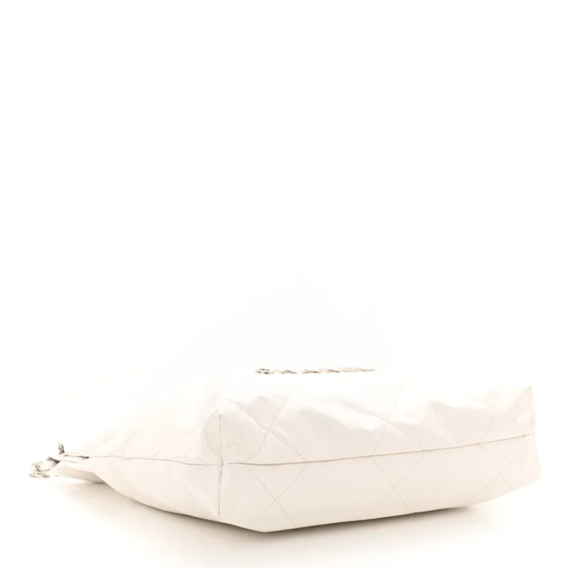 GRADE CHANEL 22 SMALL WHITE QUILTED HANDBAG - Image 6