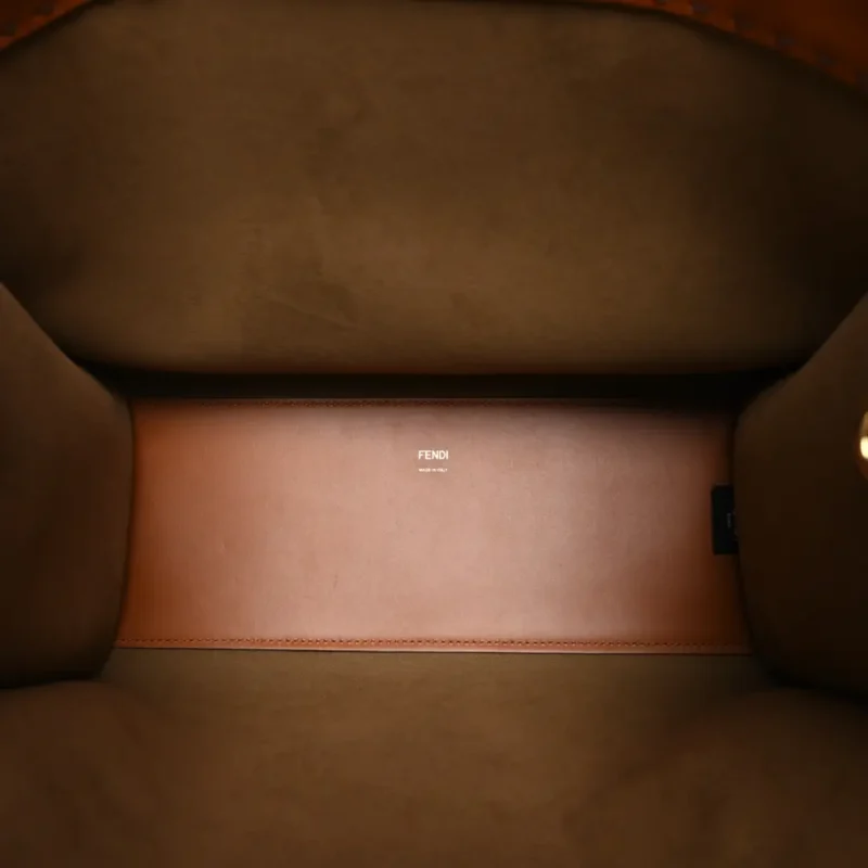 FENDI MEDIUM FENDI SUNSHINE SHOPPER TOTE CUOIO KING VITELLO LEATHER & PLEXIGLASS GOLD HARDWARE - Image 7