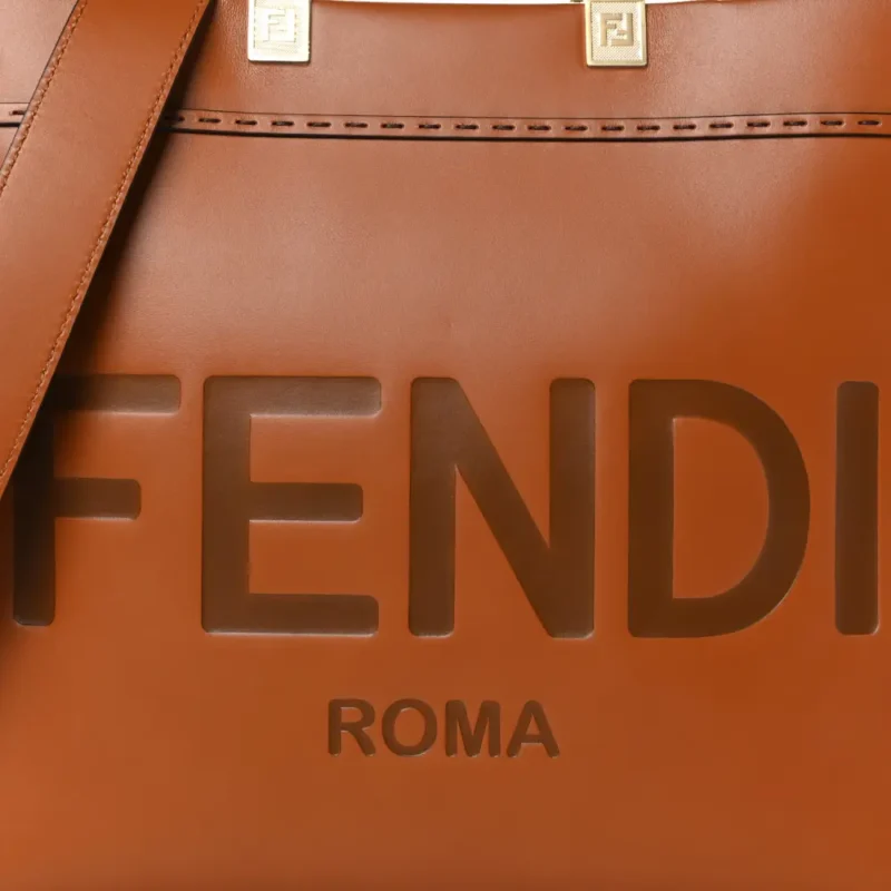 FENDI MEDIUM FENDI SUNSHINE SHOPPER TOTE CUOIO KING VITELLO LEATHER & PLEXIGLASS GOLD HARDWARE - Image 8