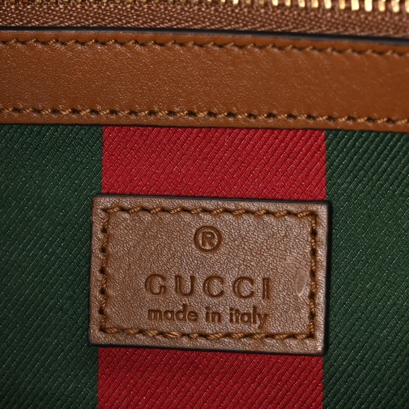 GUCCI SMALL EMBLEM TOTE BEIGE / DARK BROWN GG SUPREME MONOGRAM COATED CANVAS & LEATHER SILVER HARDWARE - Image 2