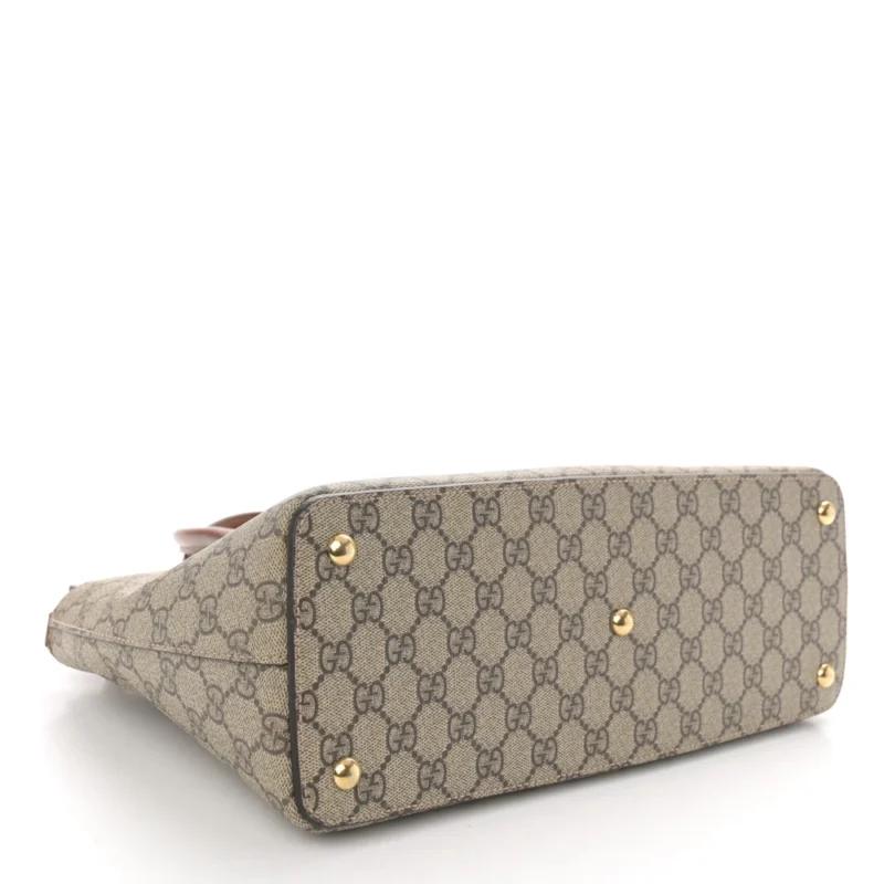 GUCCI MEDIUM ZIP TOP TOTE BEIGE GG SUPREME MONOGRAM CANVAS GOLD HARDWARE - Image 6