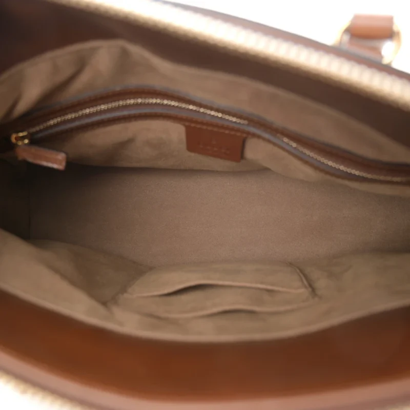 GUCCI MEDIUM ZIP TOP TOTE BEIGE GG SUPREME MONOGRAM CANVAS GOLD HARDWARE - Image 7