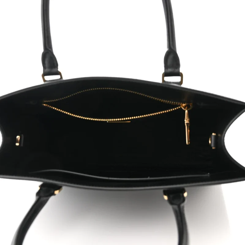 PRADA MEDIUM LUX LOGO EMBOSSED SHOULDER TOTE HANDBAG BLACK SAFFIANO LEATHER - Image 7
