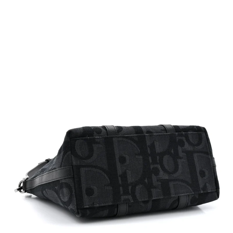 DIOR MEDIUM WEEKENDER 25 BAG BLACK MAXI OBLIQUE CANVAS RUTHENIUM HARDWARE - Image 6
