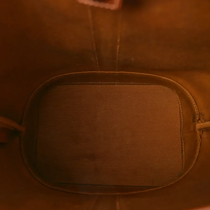 CELINE SMALL BUCKET BAG TAN TRIOMPHE CANVAS & CALFSKIN LEATHER GOLD HARDWARE - Image 6