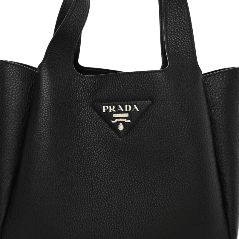 PRADA MEDIUM DYNAMIQUE TOTE BLACK VITELLO DAINO LEATHER - Image 8