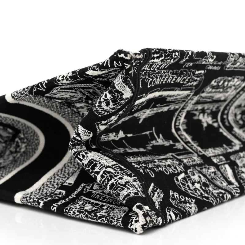 DIOR MEDIUM PLAN DE PARIS BOOK TOTE BLACK/WHITE EMBROIDERED CANVAS - Image 4