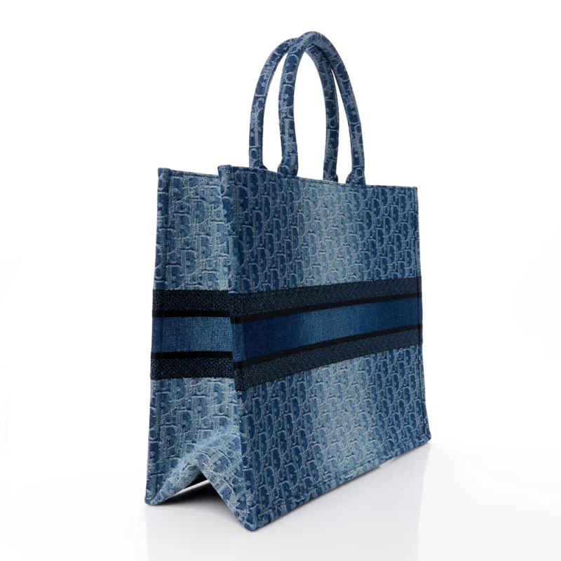 DIOR MINI POUCH NAVY BLUE OBLIQUE CANVAS SILVER HARDWARE - Image 3