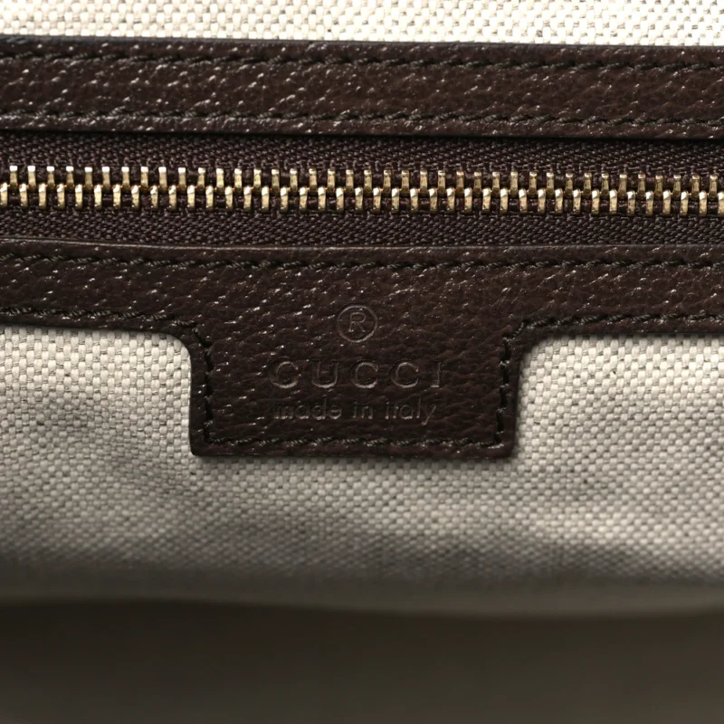 GUCCI MEDIUM OPHIDIA SHOPPING TOTE CAMEL EBONY TEXTURED DOLLAR CALFSKIN LEATHER - Image 2