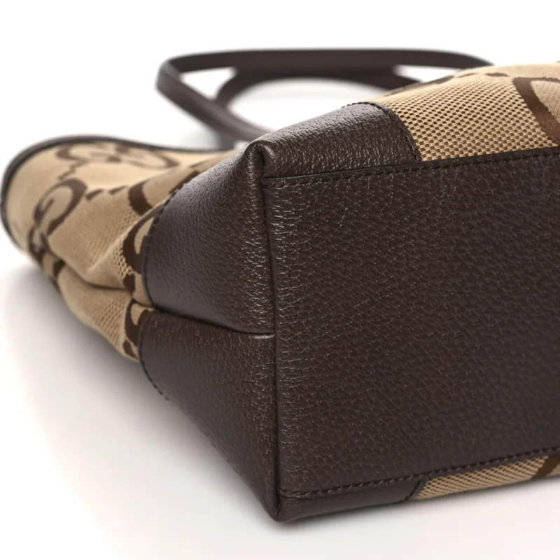 GUCCI MEDIUM OPHIDIA SHOPPING TOTE CAMEL EBONY TEXTURED DOLLAR CALFSKIN LEATHER - Image 5