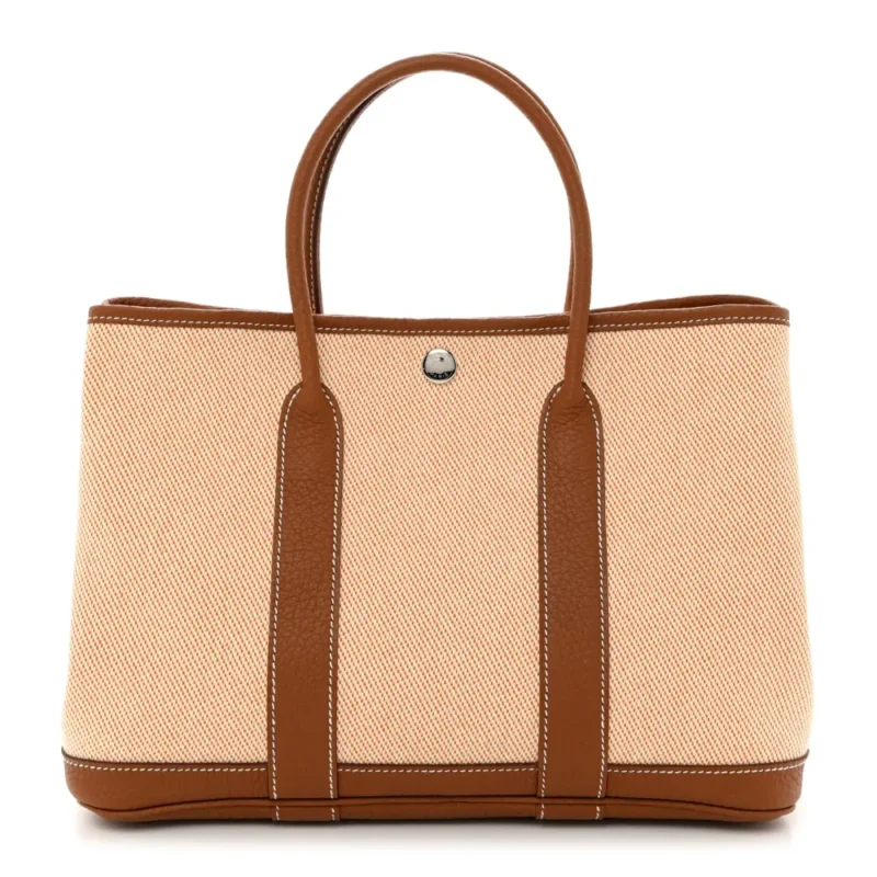 HERM??S GARDEN PARTY 30 TPM BROWN TOILE & NEGONDA LEATHER